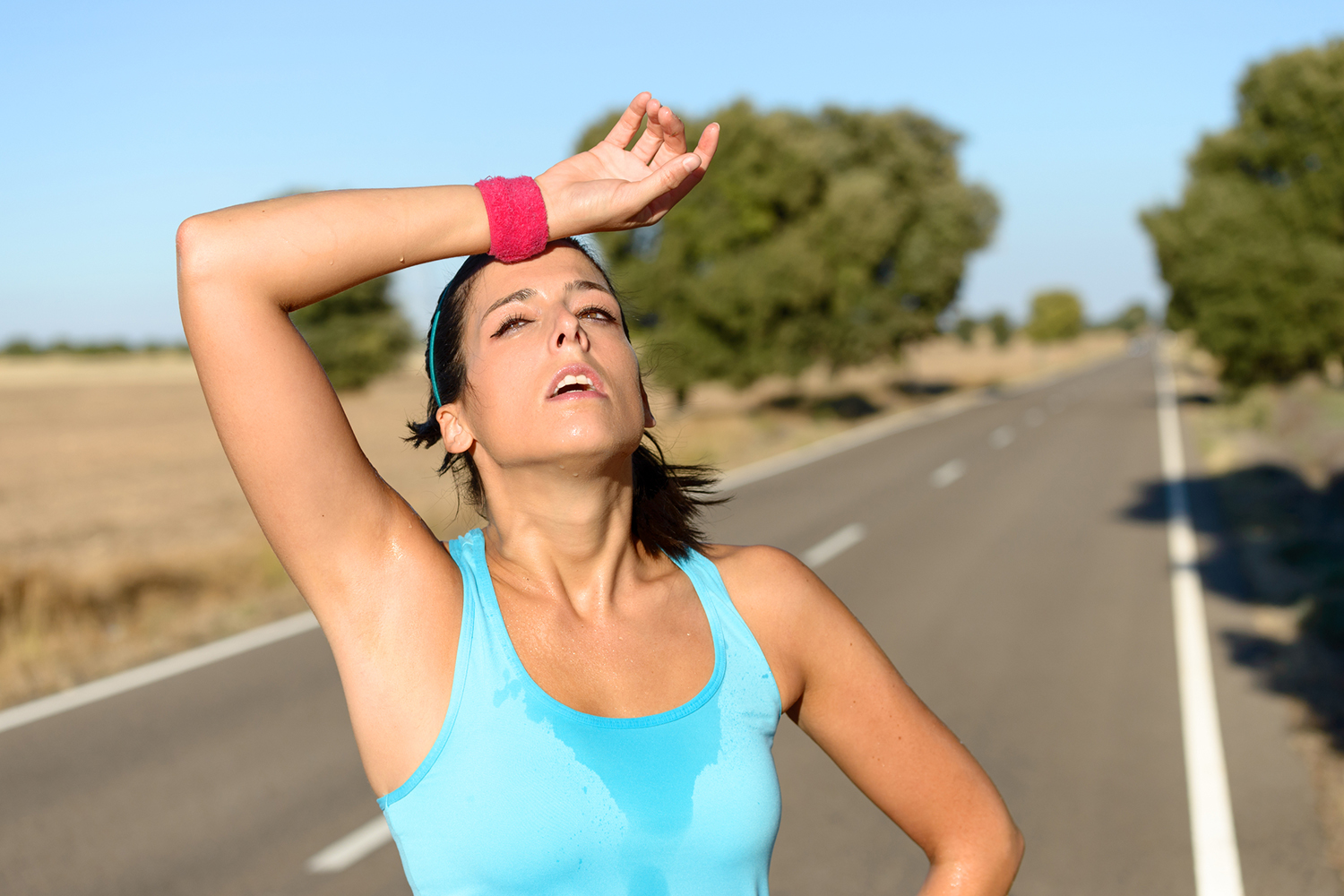 a woman sweating after a long run