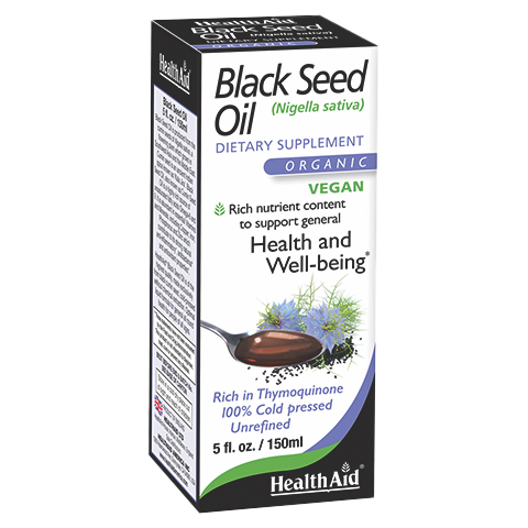 Product shot of HealthAid Black Seed Oil Organic