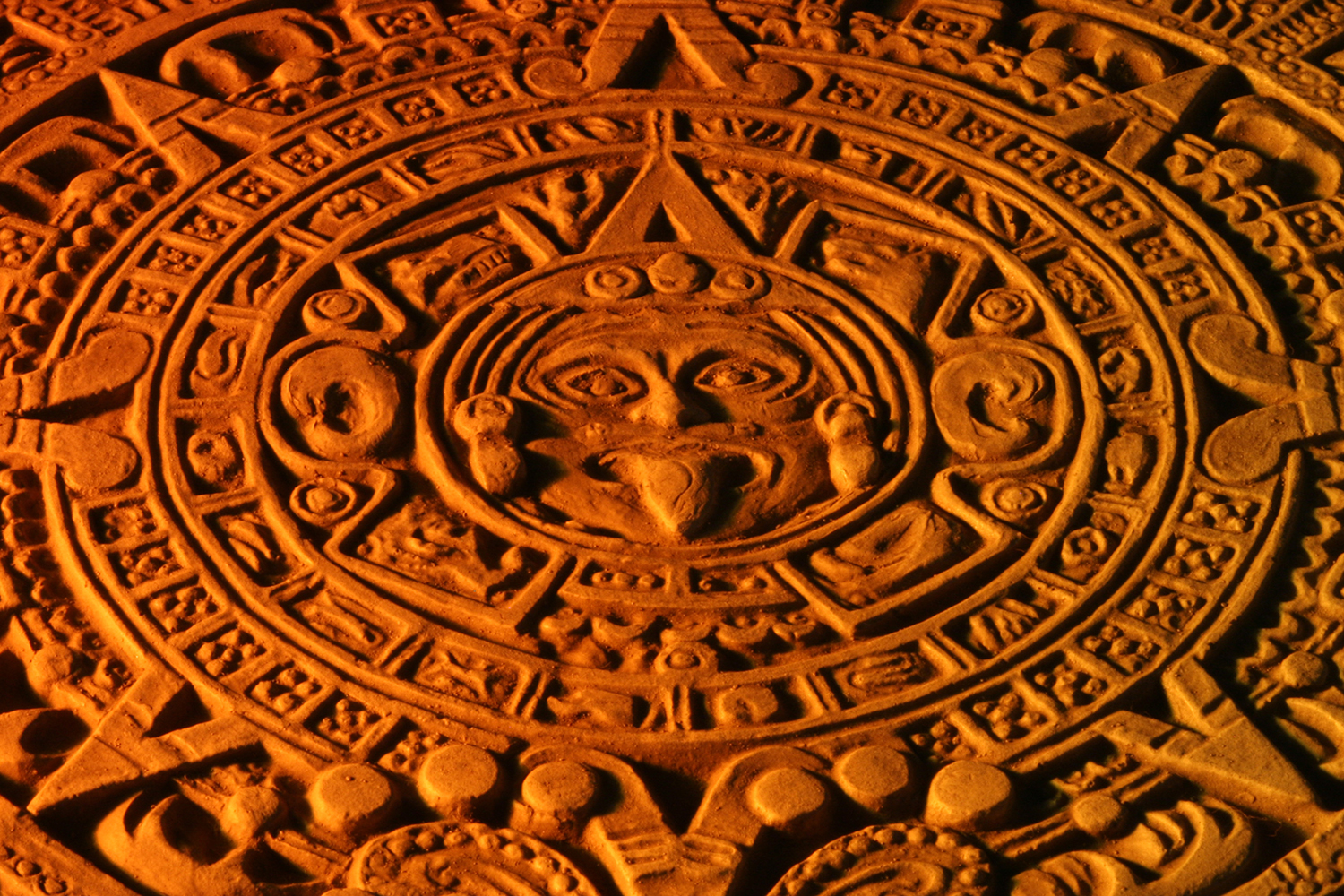 a close-up of the Mayan calendar