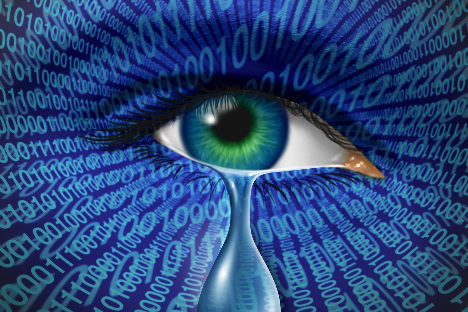 an illustration of a digital being crying