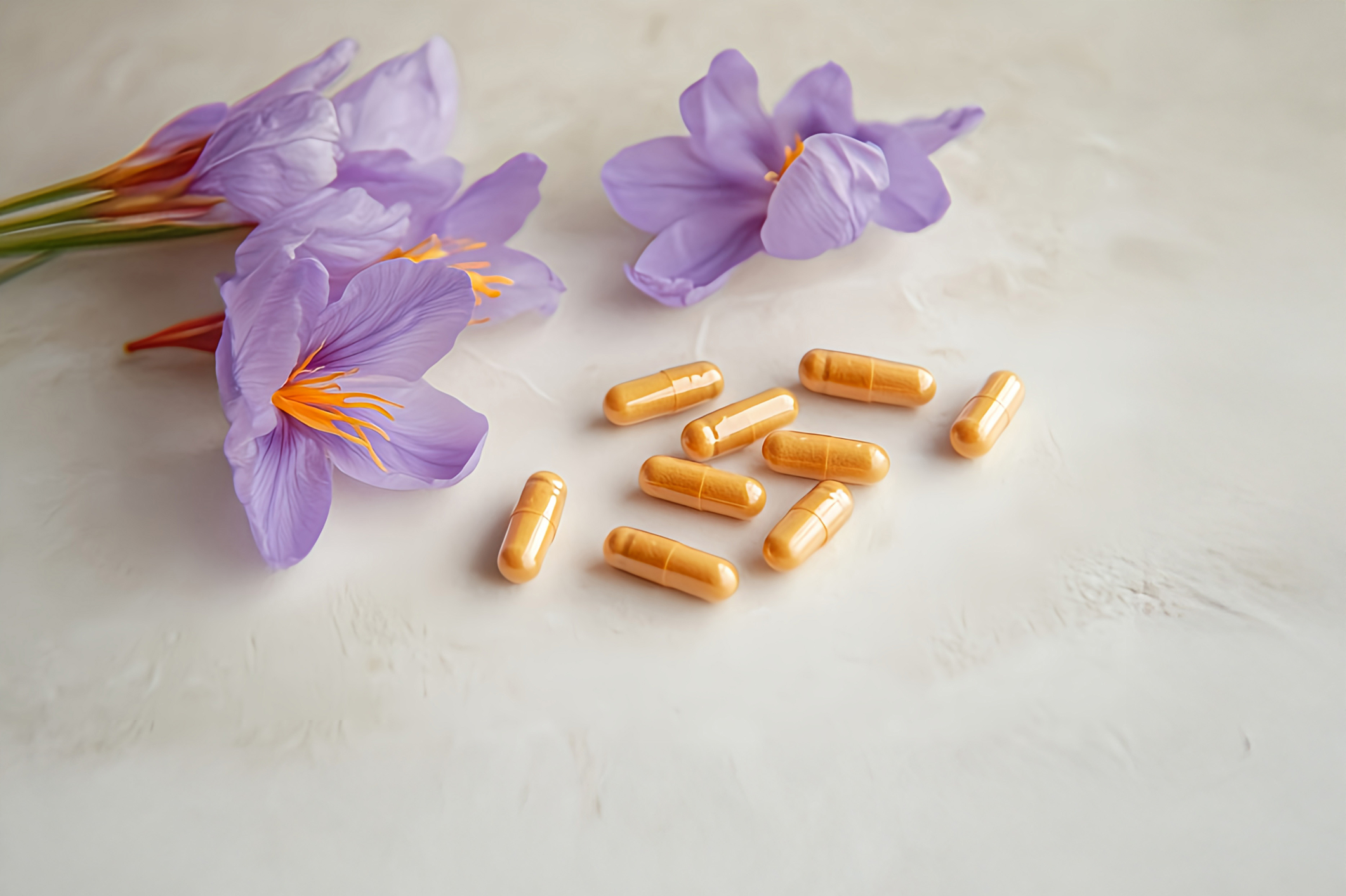 Saffron blossoms by saffron supplements.