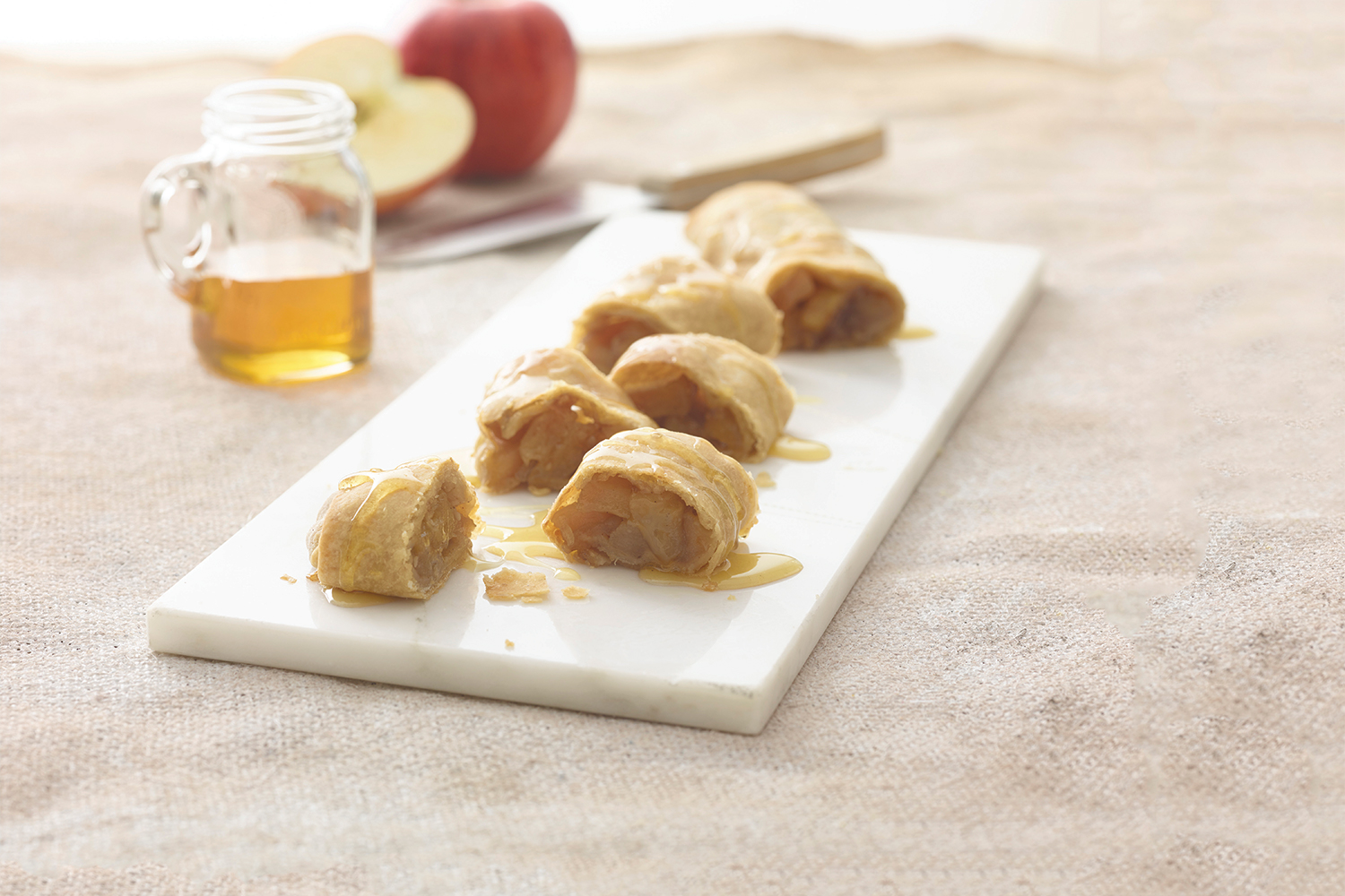 Slices of caramelized apple strudel