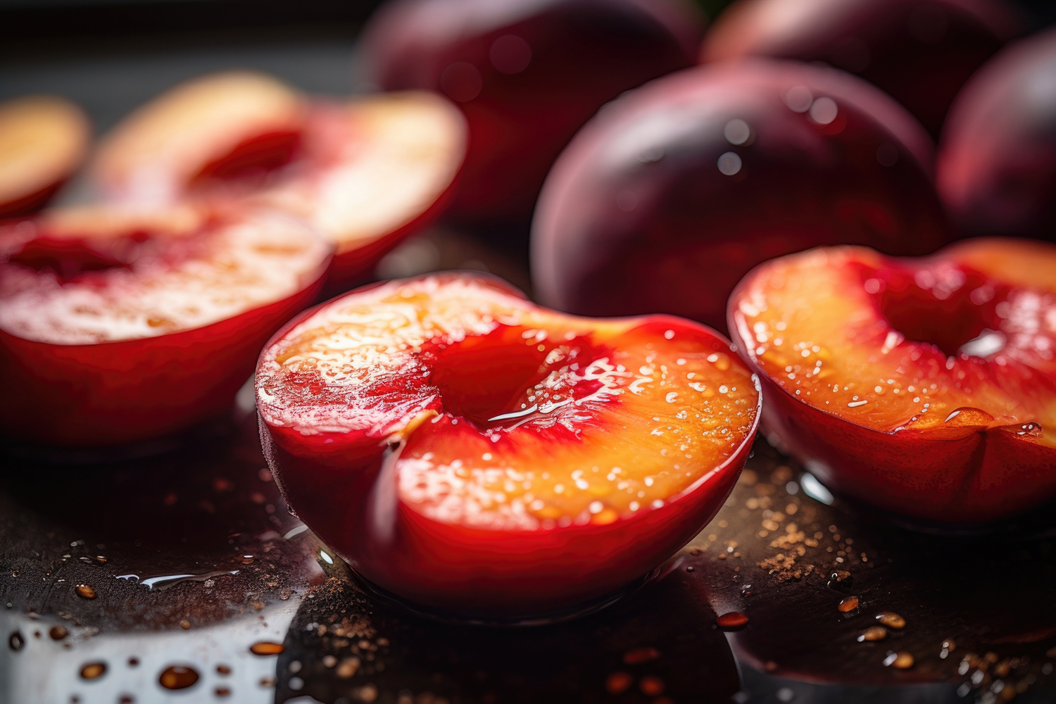 hot juicy grilled nectarines on a sheet