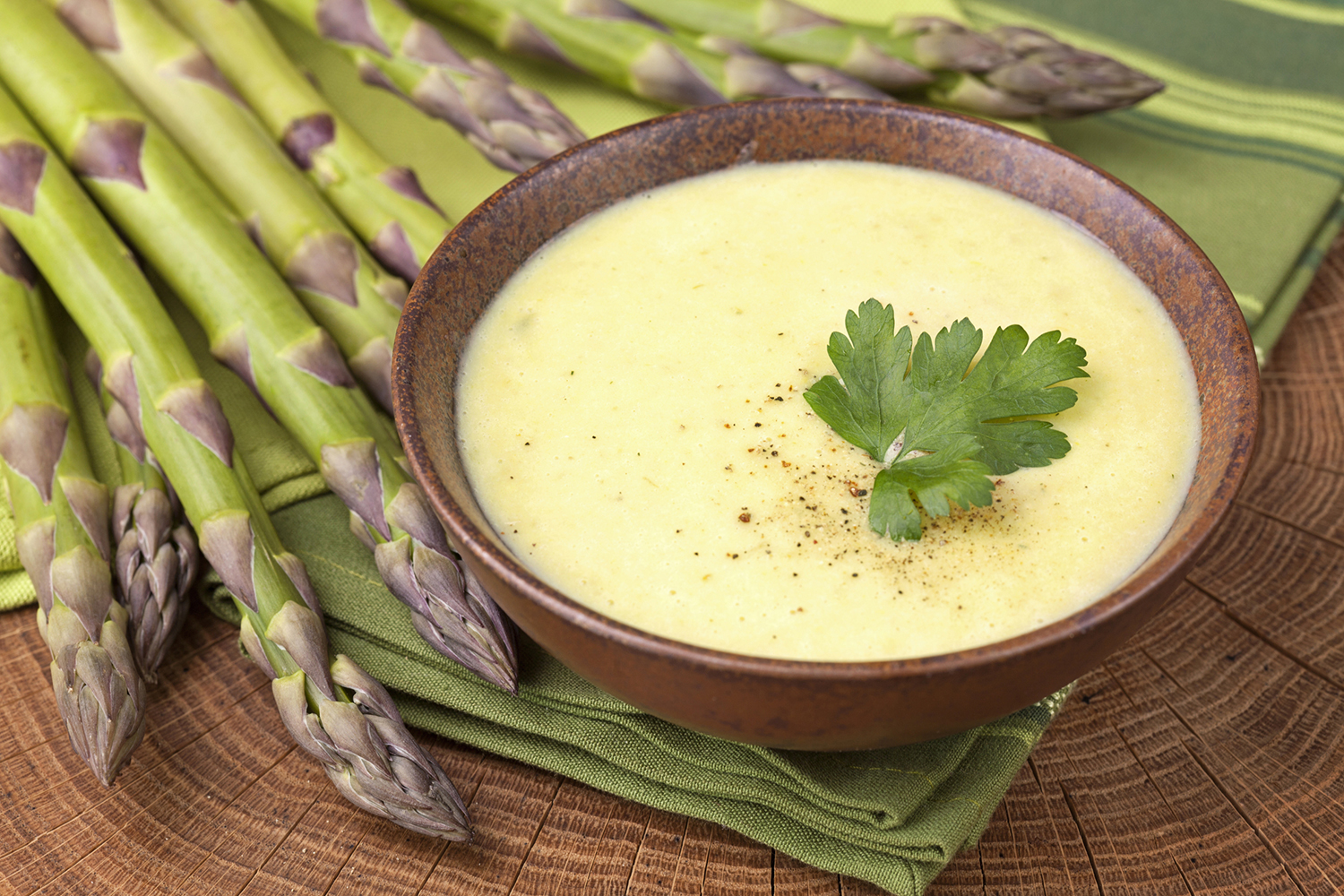 A creamy bowl of asparagus soup