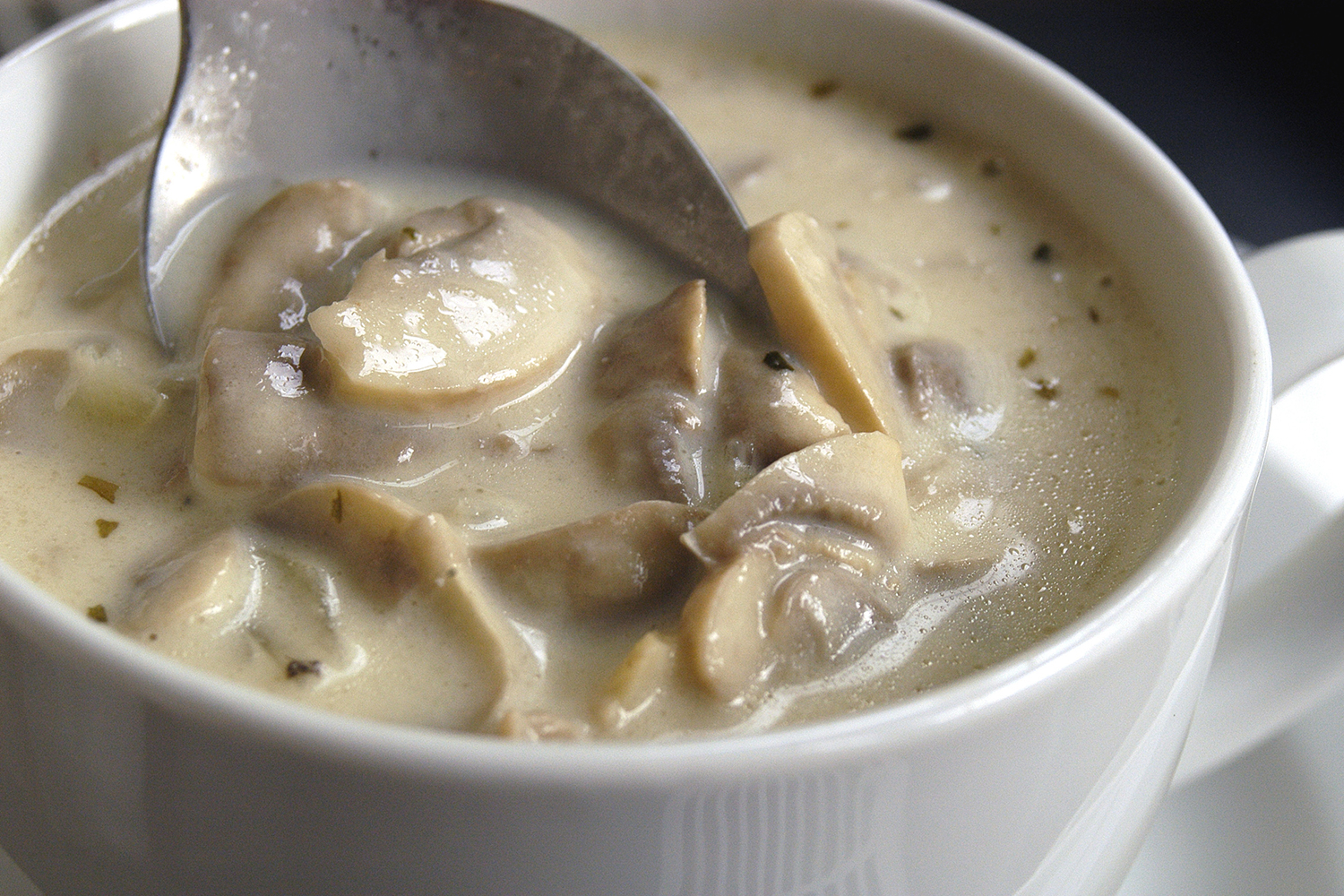 a creamy bowl of mushroom soup