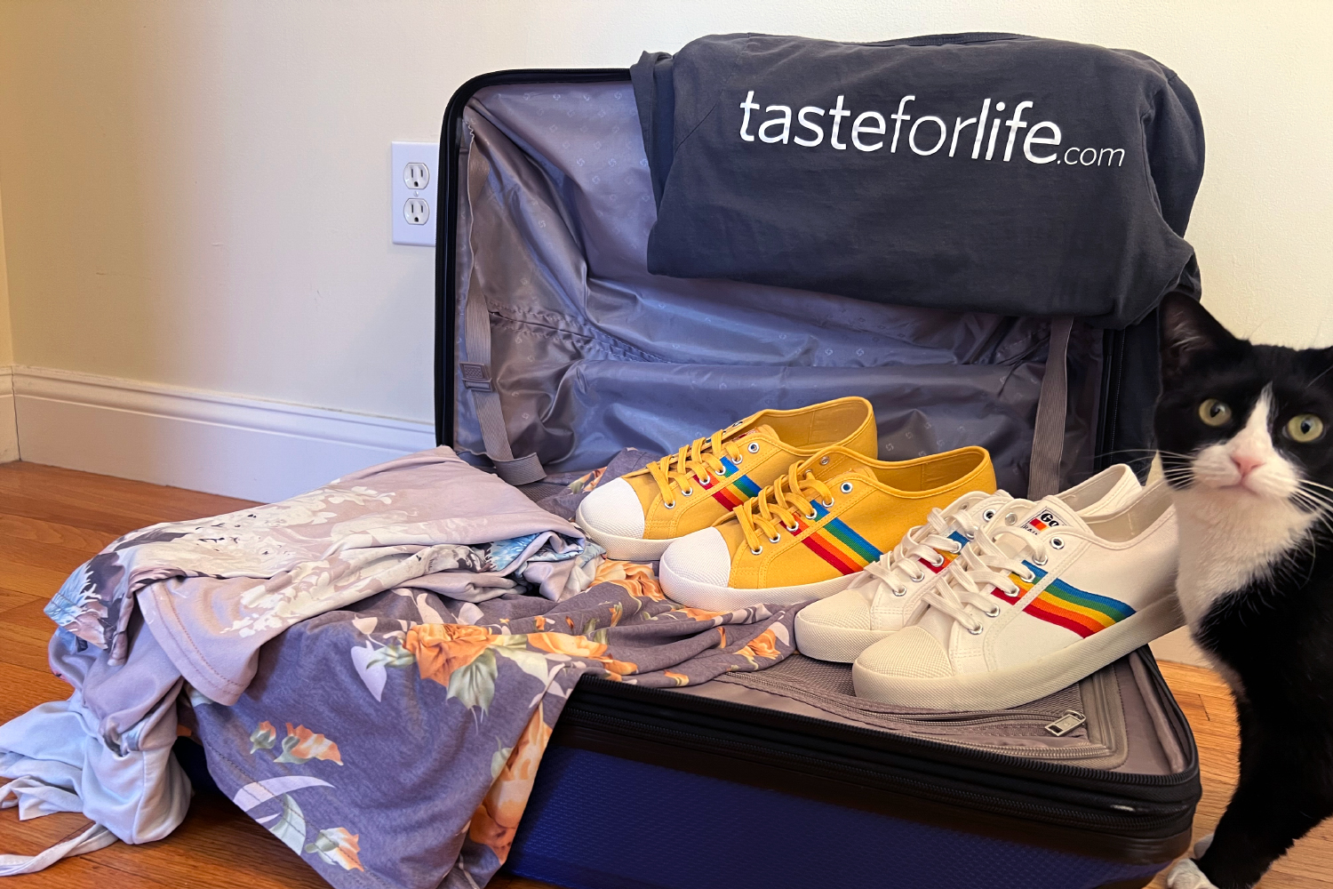 a suitcase being packed for travel