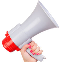 hand holding megaphone