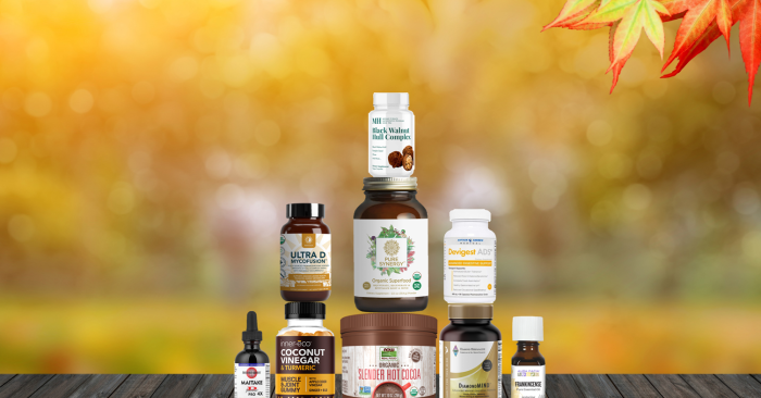 assortment of supplements and all-natural products