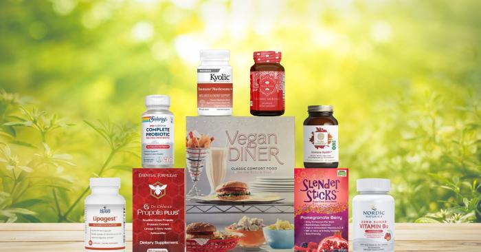 assortment of all-natural products and a cook book