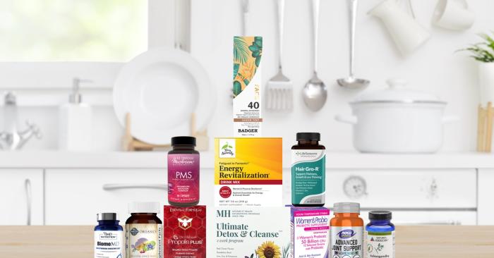 assortment of supplements and all-natural products
