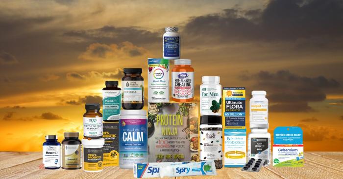 assortment of all-natural products and a cook book