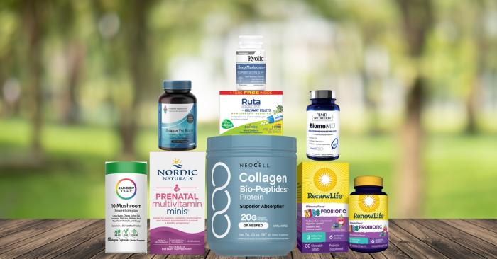 assortment of supplements and all-natural products