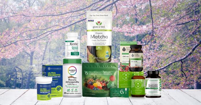assortment of supplements and all-natural products