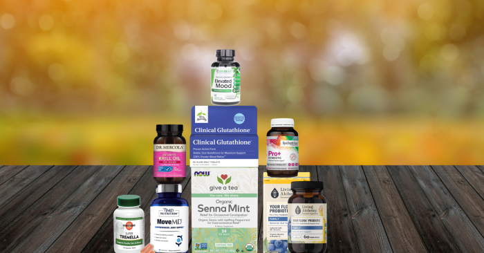 assortment of supplements and natural products