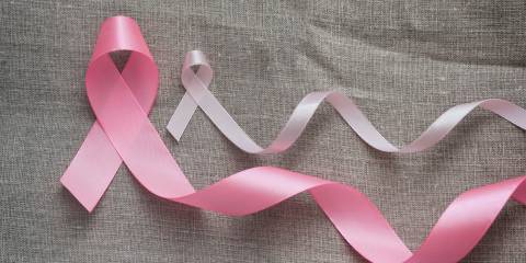 A large and a small breast cancer awareness ribbons.