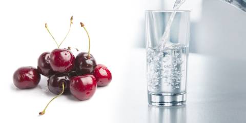cherries and water