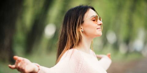 a slim and healthy woman celebrating springtime