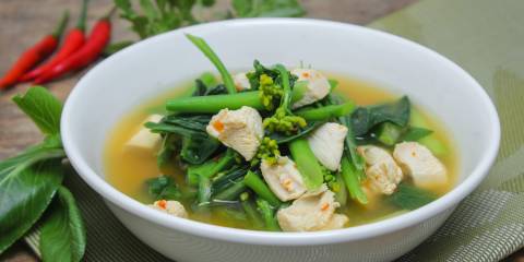Bowl of Chicken and Bok Choy Soup