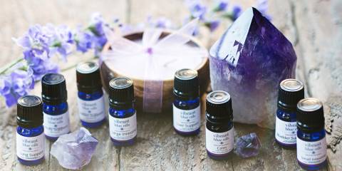 a selection of essential oils from Vibrant Blue Oils