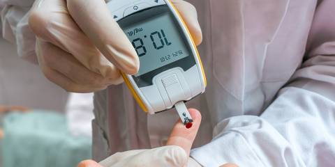 a blood-sugar test being administered for diabetes