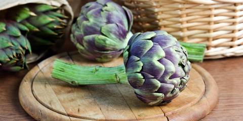 artichoke hearts on a cutting board