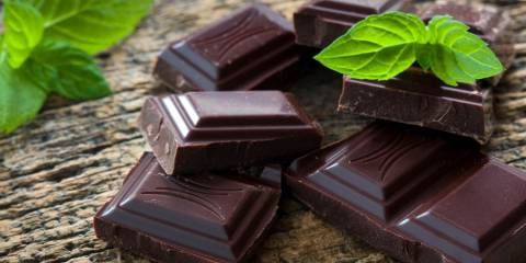 bite-sized squares of dark chocolate