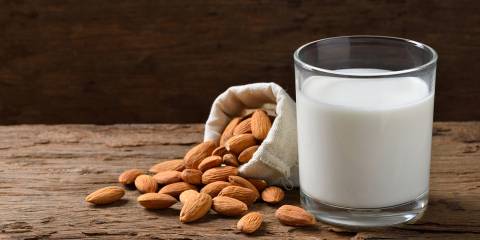 a glass of almond milk