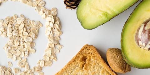 oats, avocado, toast, and almonds to snack on when hungry