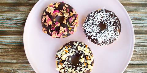 wheat-based donuts with nutty toppings
