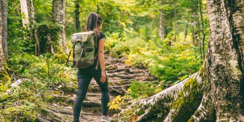Woman hiking in forest