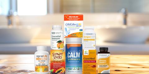 assortment of supplements and all-natural products