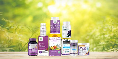 assortment of supplements and all-natural products