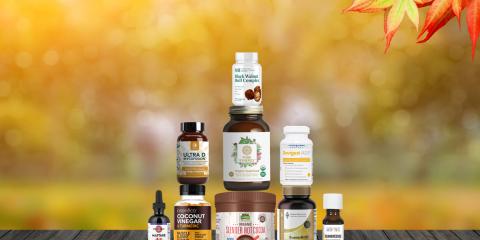 assortment of supplements and all-natural products