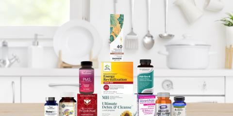 assortment of supplements and all-natural products