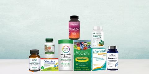 assortment of supplements and all-natural products