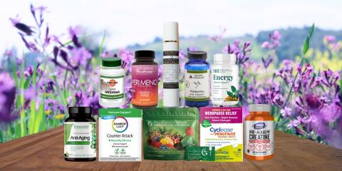 assortment of supplements and body care product