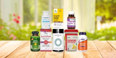 a selection of all-natural supplements and superfoods