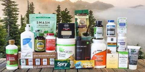 A huge collection of all-natural supplements, snacks, and body care products for men