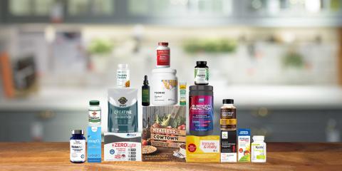 a selection of all-natural supplements for men's health and nutrition