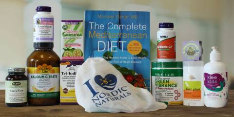 A cookbook, a variety of supplements, and personal care products