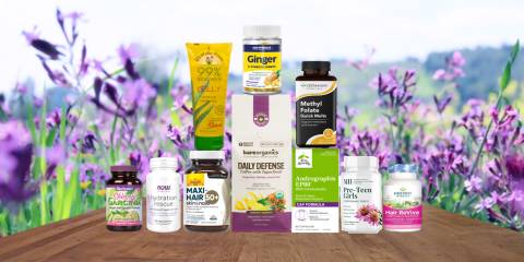 a selection of all-natural supplements and superfoods for women's health and beauty