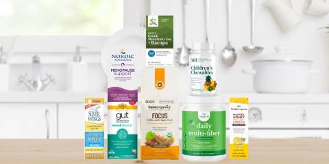 a selection of products for gut health, focus, and women's health