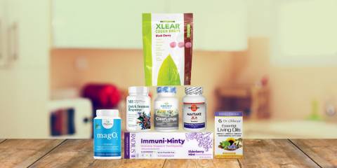 a selection of all-natural supplements and body care products