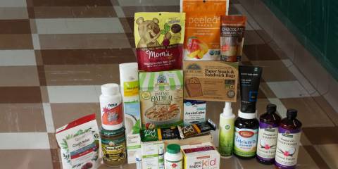 a massive pile of natural foods and products for the back-to-school season