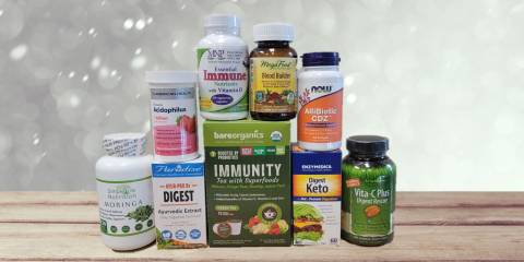 a selection of all-natural supplements and superfoods