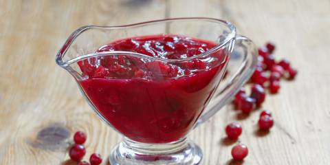 Cranberry-Orange Sauce in a sauce boat for serving.