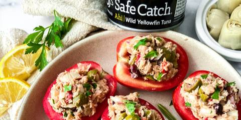 tomatoes stuffed with fresh tuna salad