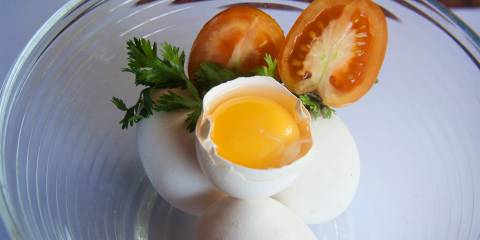 Eggs and tomato in a bowl