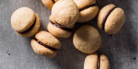 delicate cookie sandwiches with chocolate filling