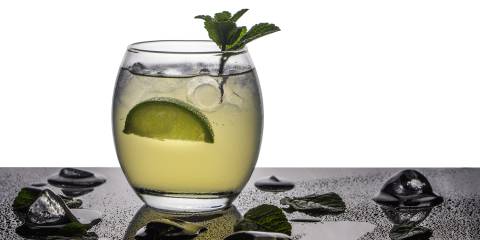 a mocktail with lime and mint